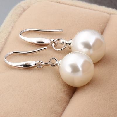 Argento 925 Gioielli Vintage 8mm e 10mm Vere Perle Orecchini Pendenti Per Donna Ciondoli Orecchini Gioielli Raffinati Per Ragazza E0135