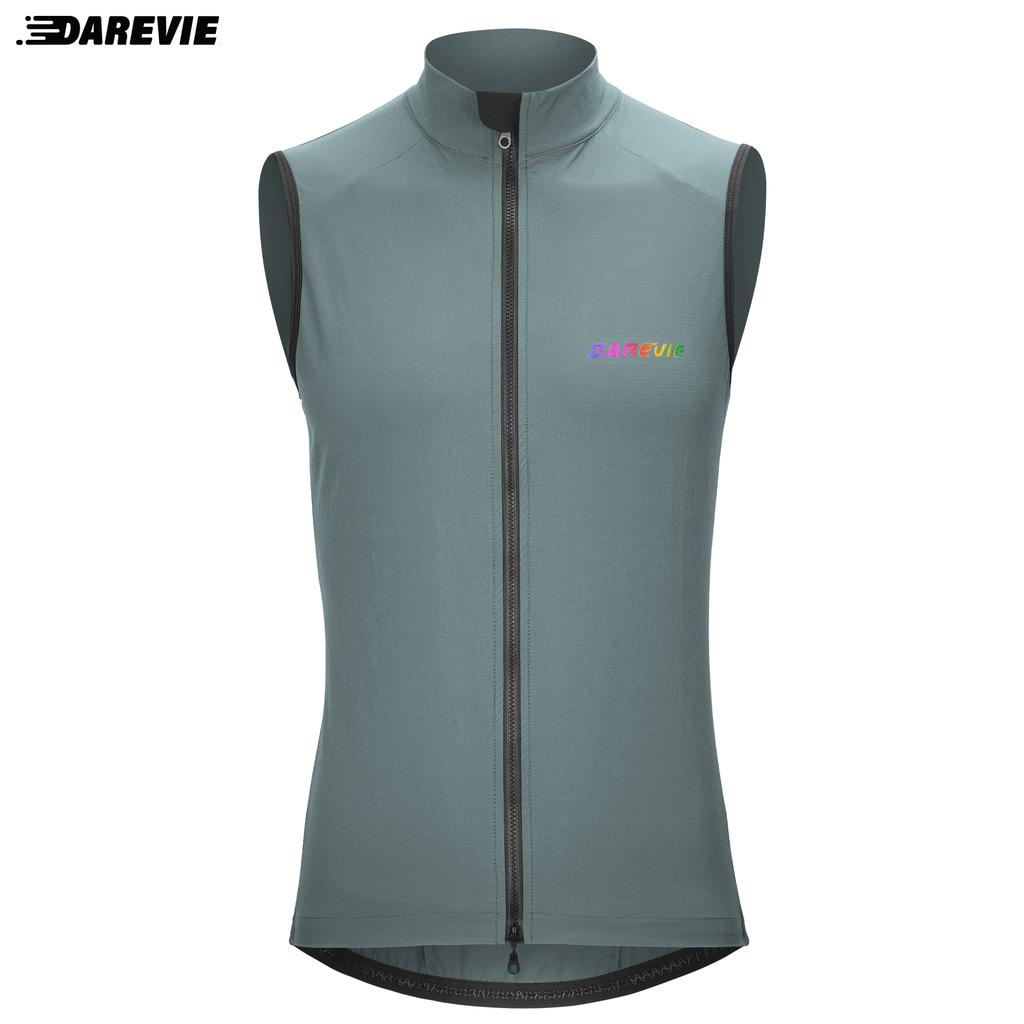 Darevie Cycling Windproof Sleeveless Bicycle Jackets Breathable Lightweight Double Zipper Cycling Gilet
