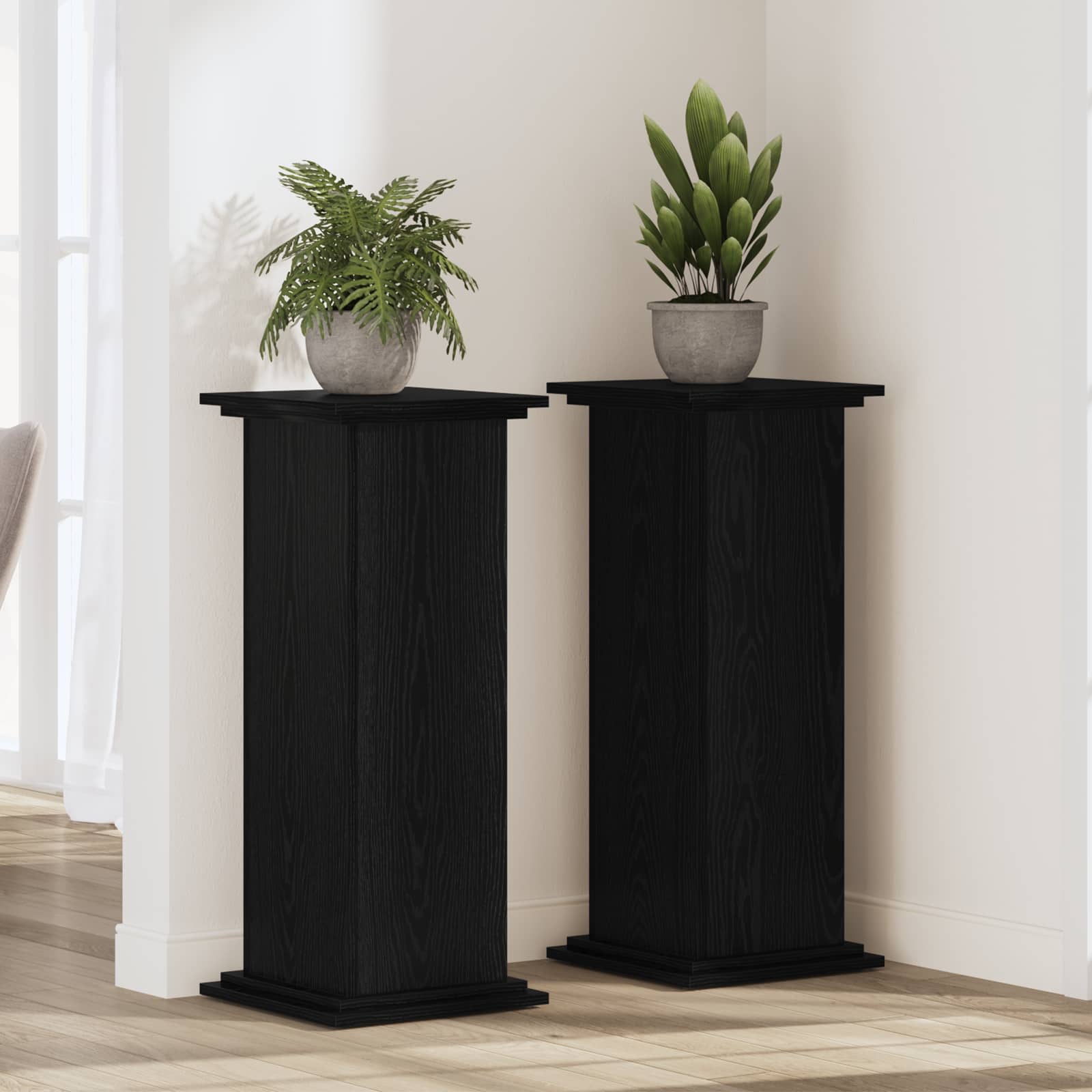 vidaXL Pflanzenständer Schwarz Eichen-Optik 33 x 33 x 100 cm