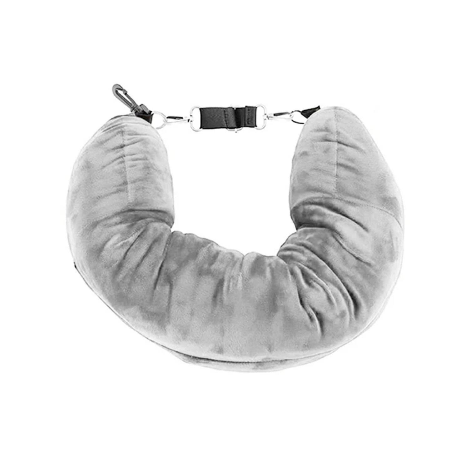 

Компактная надувная подушка для шеи, Удобный фланель, Портативная, Регулируемая, Для путешествий в машине, поезде, самолете серый