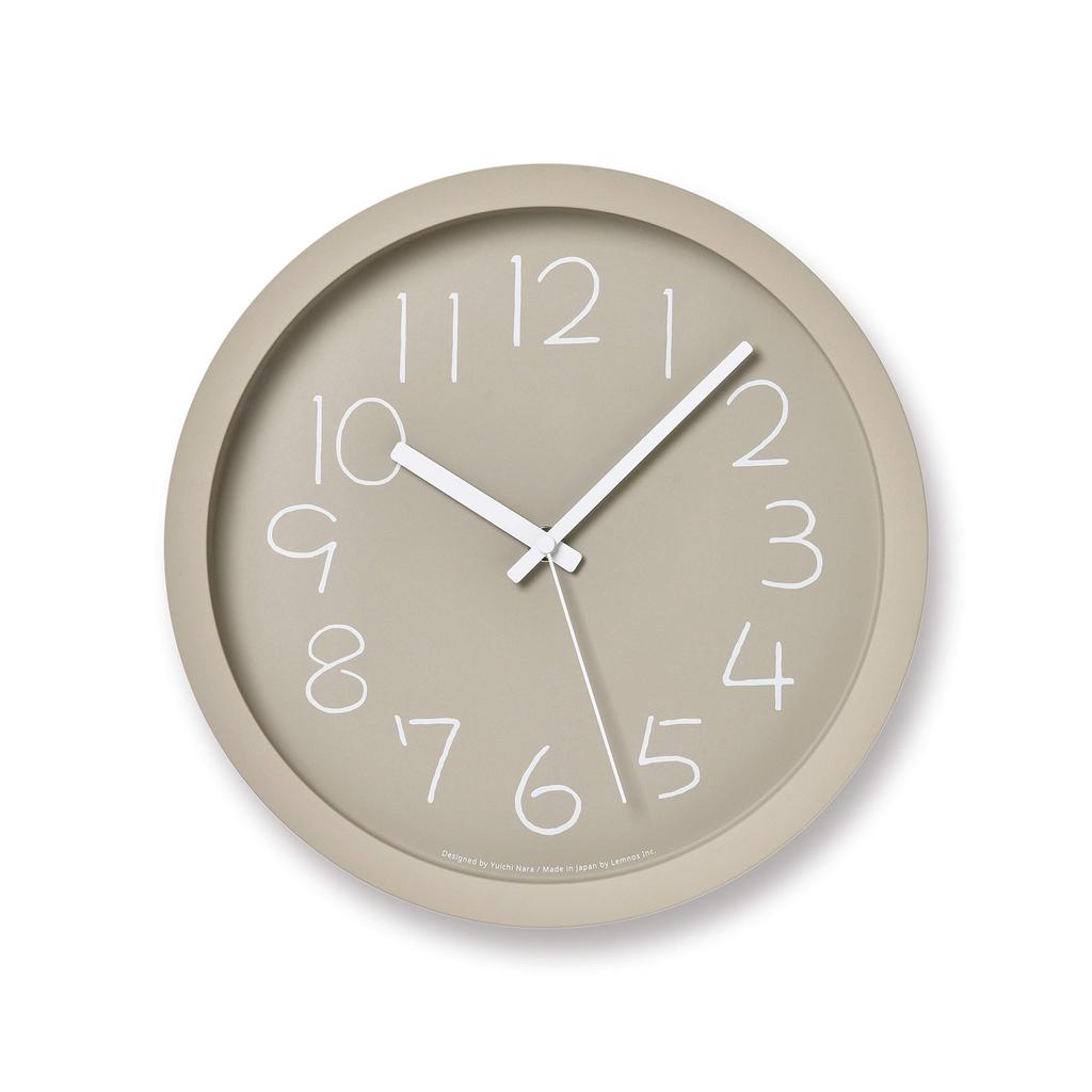 Lemnos Chalk Analog Wall Clock, Yellow and Beige, NY18-08 BG, Diameter 24.8cm x Depth 4.4cm, NY18-08BG