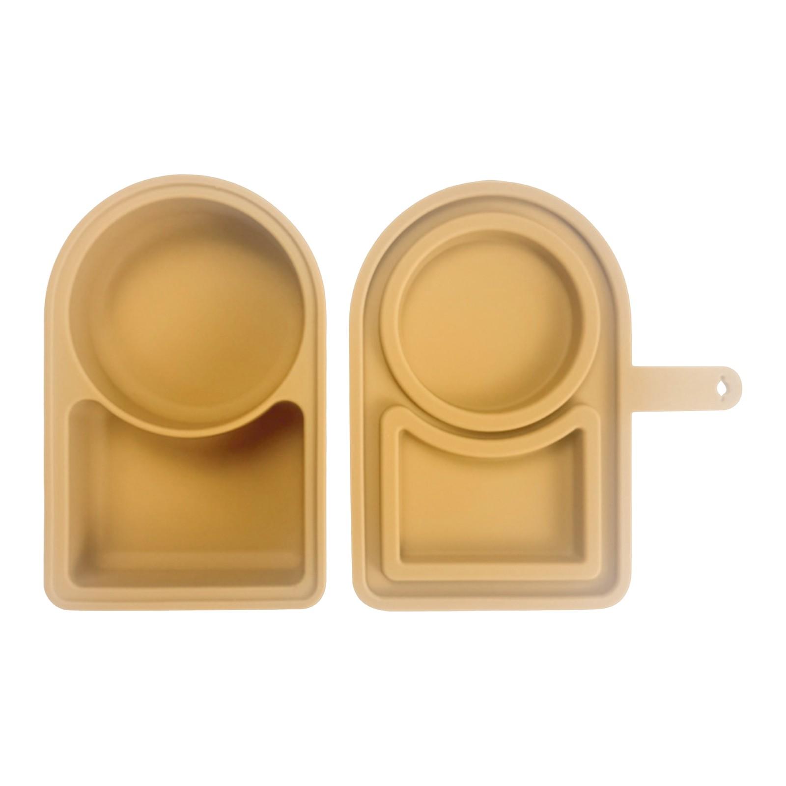 

Силиконовый многоразовый контейнер для снеков с крышкой, контейнер для снеков с двумя отделениями, контейнер для заправки/приправы One Size хаки