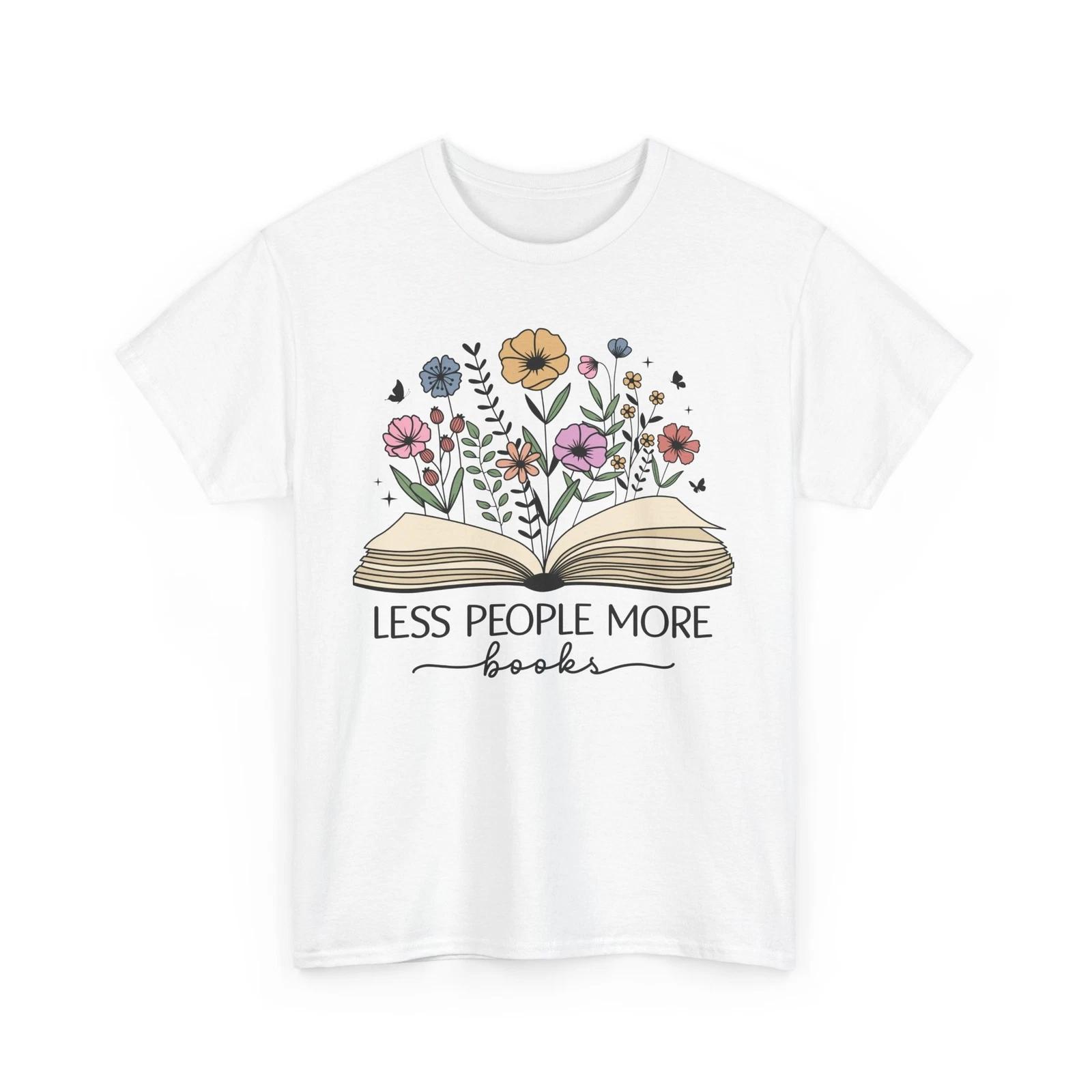 Книжная футболка | Смешная футболка для чтения | Футболка «Меньше людей, больше книг» M