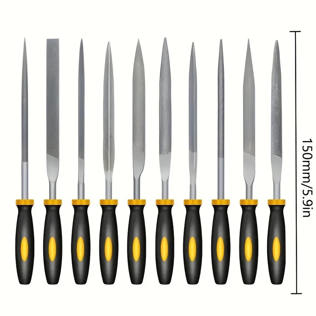 Premium Needle File Set - High-Carbon Steel Files with Non-Slip Ergonomic Handles for Precise Filing On Wood, Plastic, Model