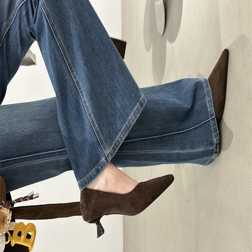 Spot~ OL Professional Versatile Basic Women's Shoes 2025 Spring New Pointed Cat Heel Single Shoes Women