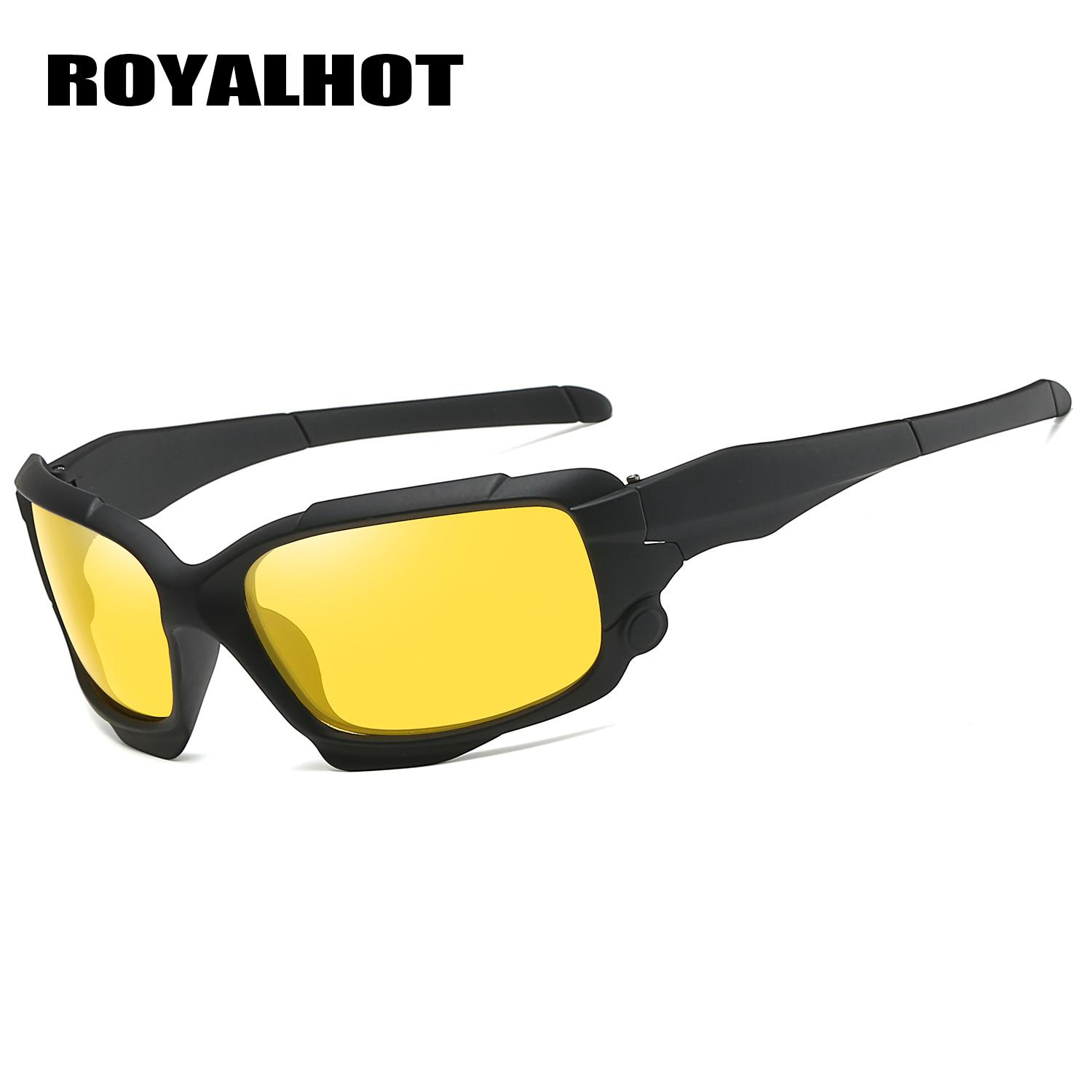

RoyalHot унисекс поляризованные спортивные солнцезащитные очки в футляре винтажные солнцезащитные очки ретро очки оттенки, UV400 жёлтый