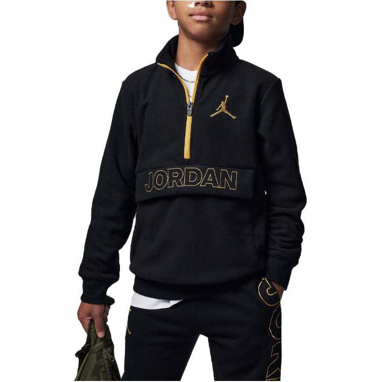 

Jordan Детская толстовка с буквенным узором и воротником-молнией на половину длины Детская толстовка черного цвета FD9360-010 S