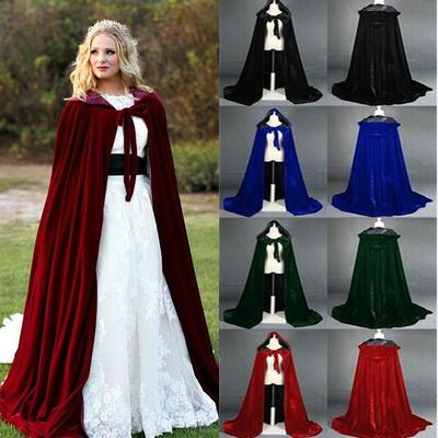 Unisex Men Women Reaper God Gothic Hooded Velvet Cloak Cape Robe Gown Toga Witchcraft Cosplay Halloween Carnival Costume Party Fancy Dress
