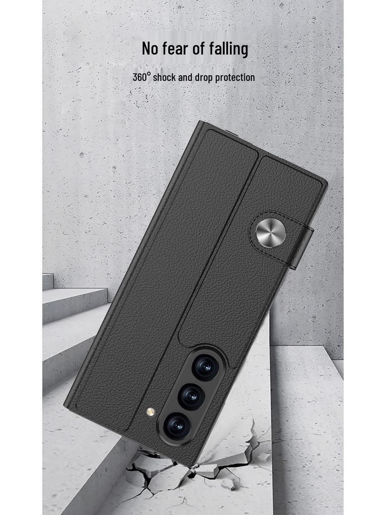 Samsung Z Fold6 Leather Flip Case: Cross-border Creative Business Shell-Screen Integrated Design