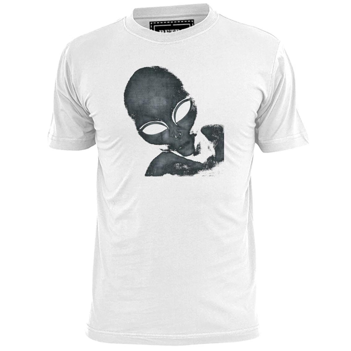 

Mens Staring Alien T shirt Present Gift UFO Space ET L