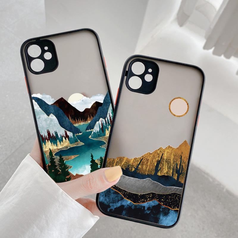 Hand Painted Phone Case For iphone X XS XR Scenery Shockproof Cases For iPhone 15 14 12 13 11 pro MAX Mini 7 8 Plus SE2 Cover
