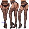 New style open crotch lace transparent suspender black silk sexy fishnet stockings non-slip one-piece suspender belt for women