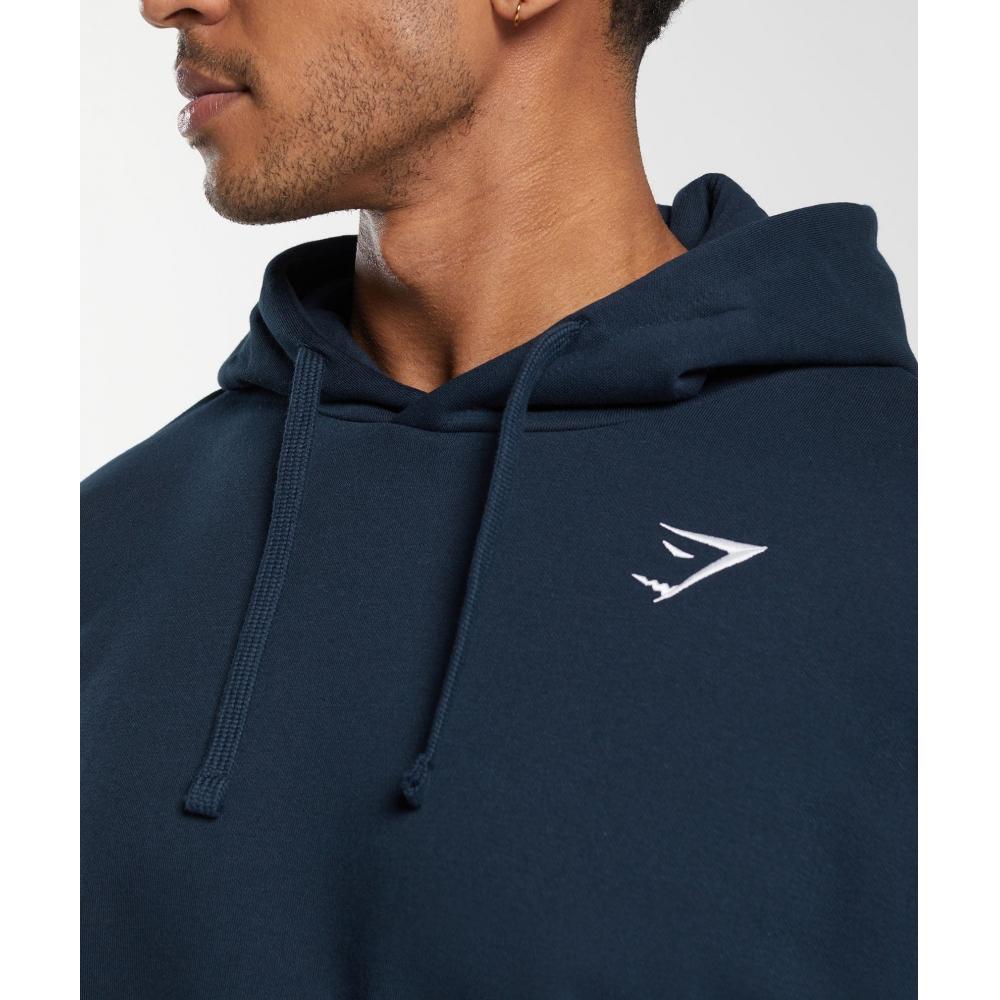 Gymshark Crest Oversized Hoodie Navy A5a8o Ub9p