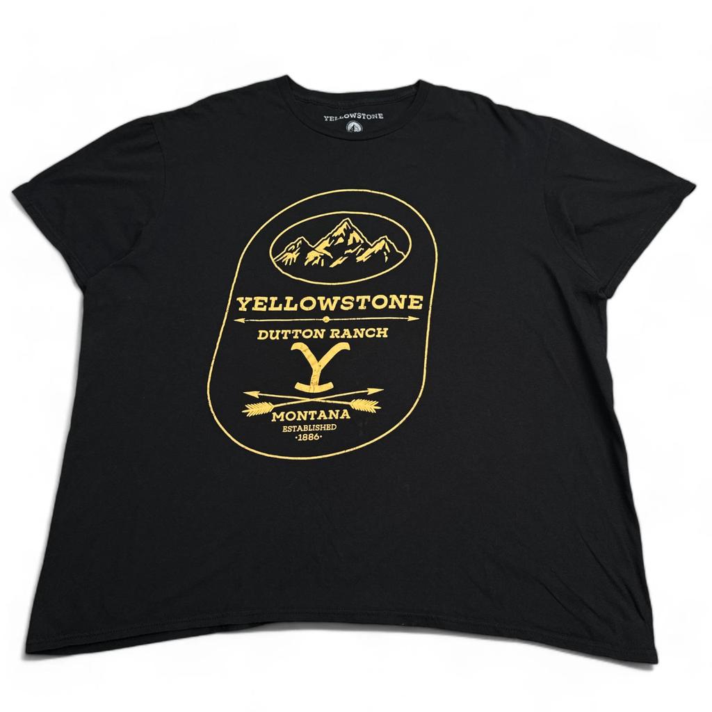 Official Yellowstone Dutton T Shirt Adult Size 2XL XXL Black Yellow Big Logo Tee