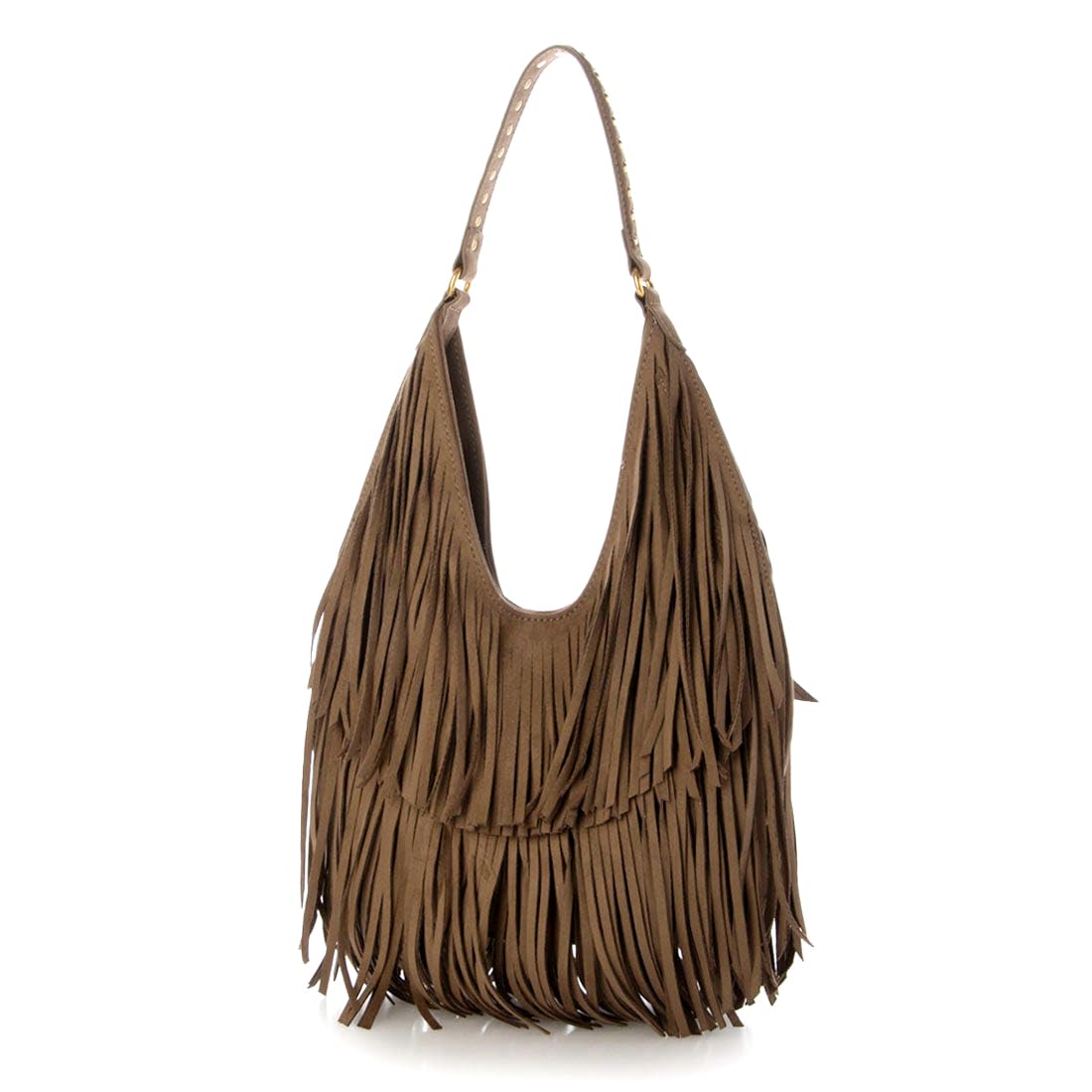 

Suede fringe semi-shoulder bag