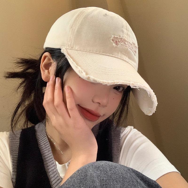 Women's New Style of Old-fashioned Baseball Cap with Big Head and Face  Small Baseball Cap Soft Top Wide Brim Beige Hat