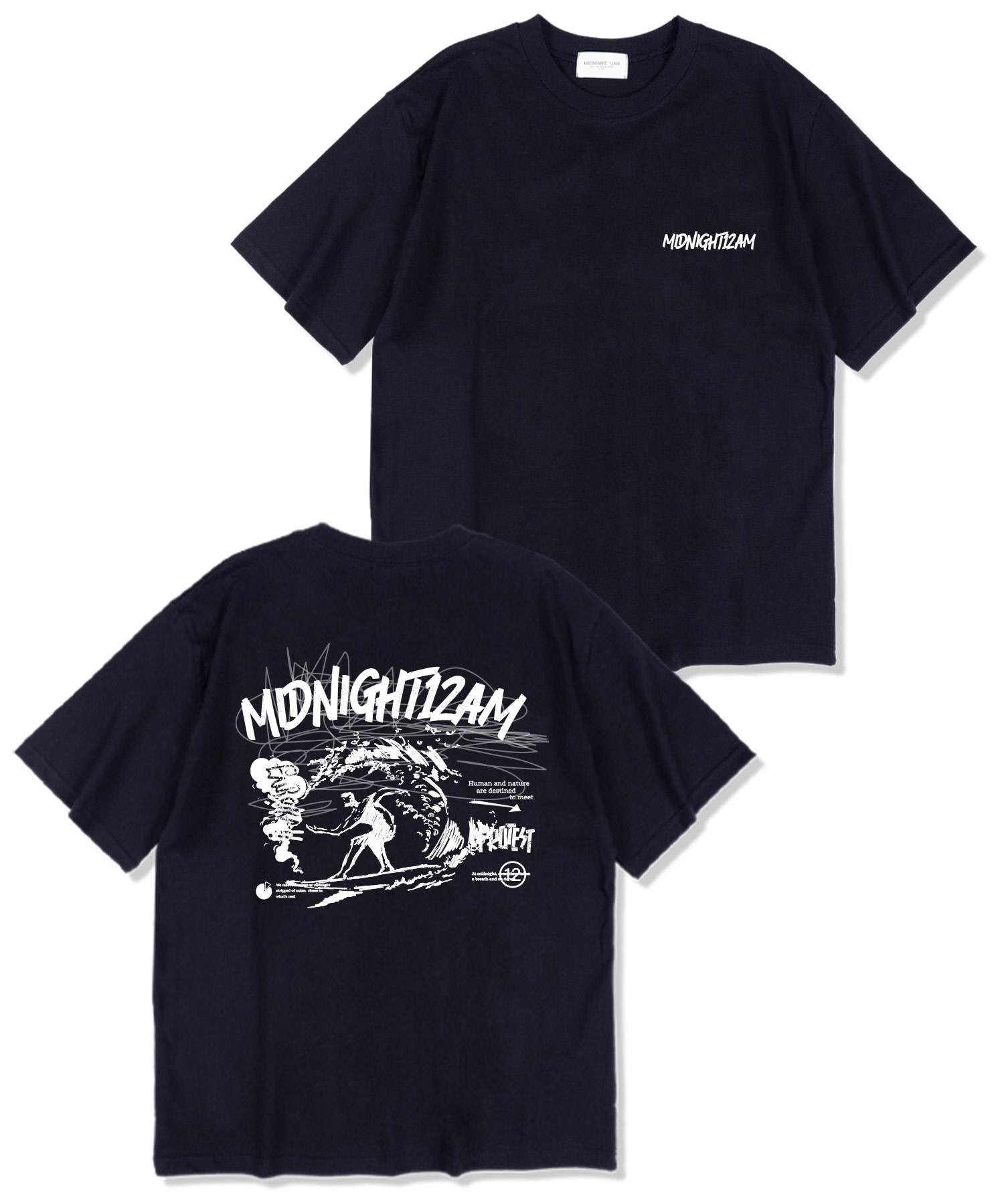 Midnight 12 Am Midnight Surfer Oversized Short Sleeve T-Shirt Navy Xl