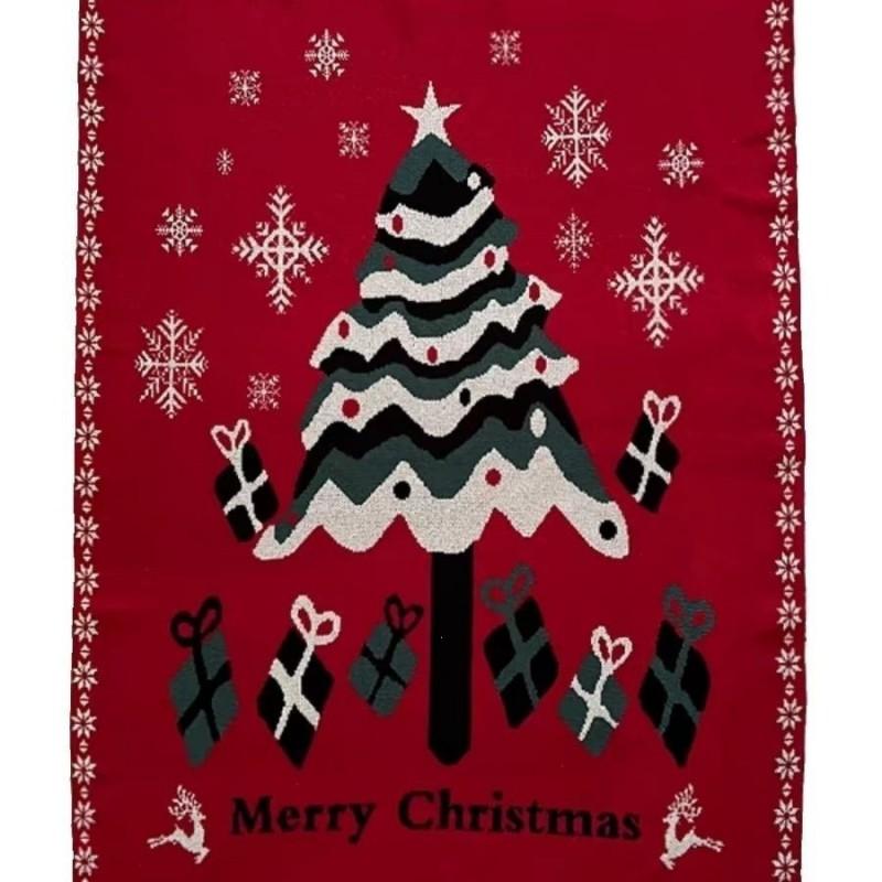 Christmas Tree Knitted Blanket Winter Thick Sofa Bed Throw Home Decor