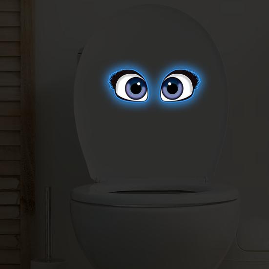 Luminous Eyes Toilet Stickers Removable Glow In The Dark Toilet Seat Cover Decals for Lavatory Bathroom Washroom