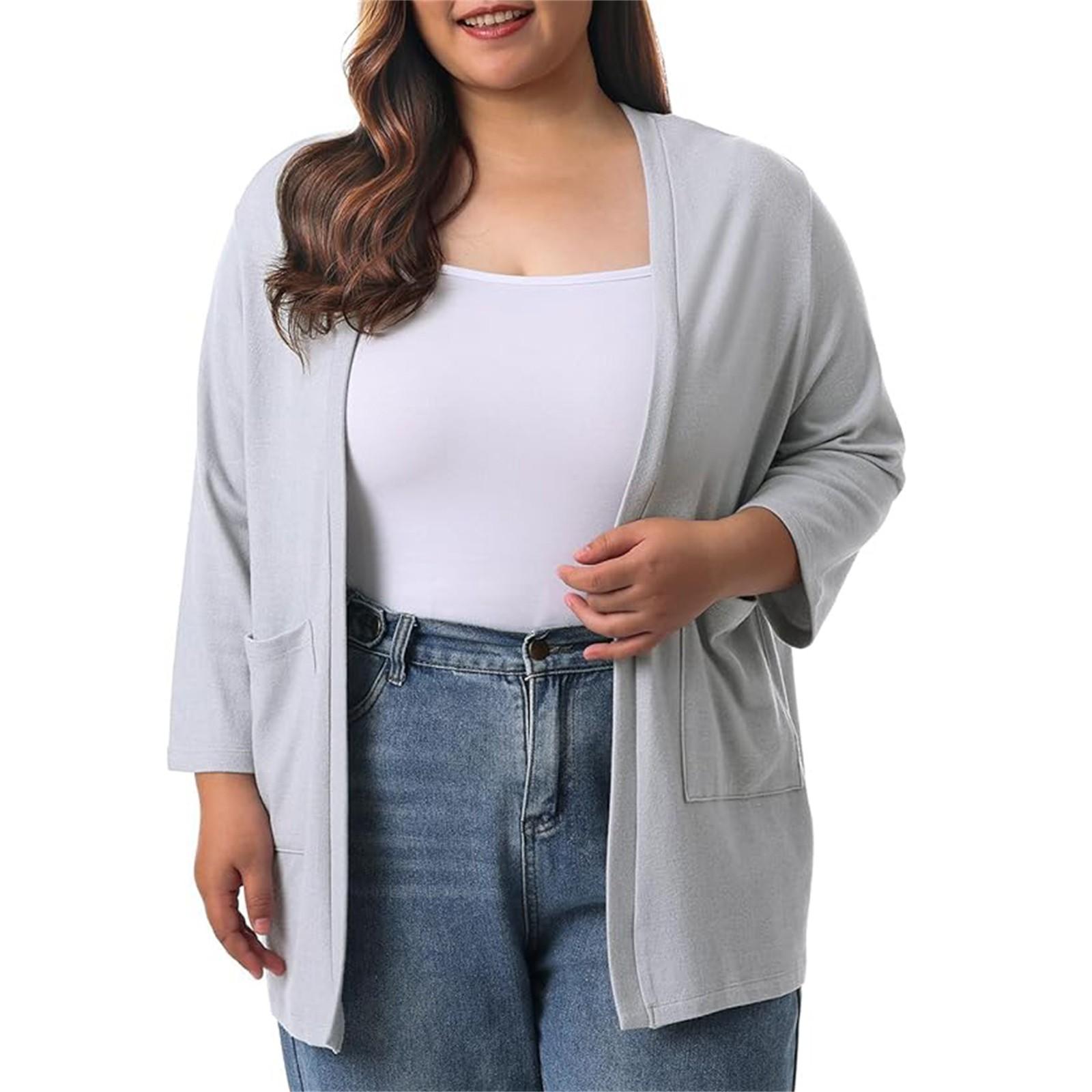 

Женский осенне-зимний модный повседневный однотонный кардиган-жакет длиной до середины бедра с рукавом 3/4 XL