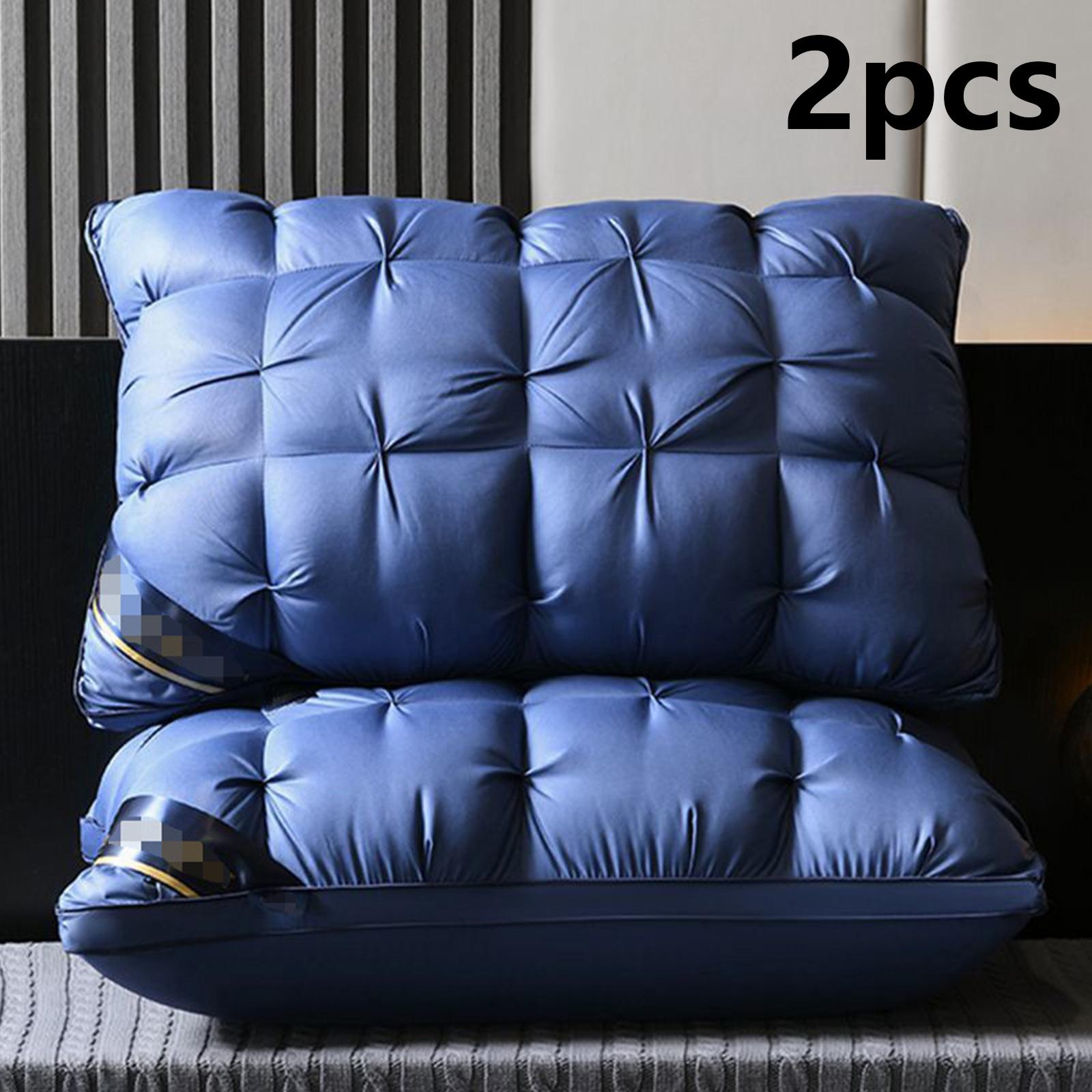 2 шт Высококачественная подушка для сна Подушка для глубокого сна не проминается высокая подушка Мягкая хлопковая наволочка для подушки для кровати в отеле Сери Pack of 2 синий 15189₽