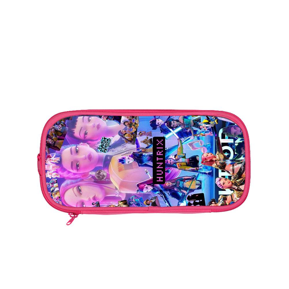 Huntrix Kpop student pink double-layer pencil bag Kpop witch hunting girl group student storage stationery bag pencil bag