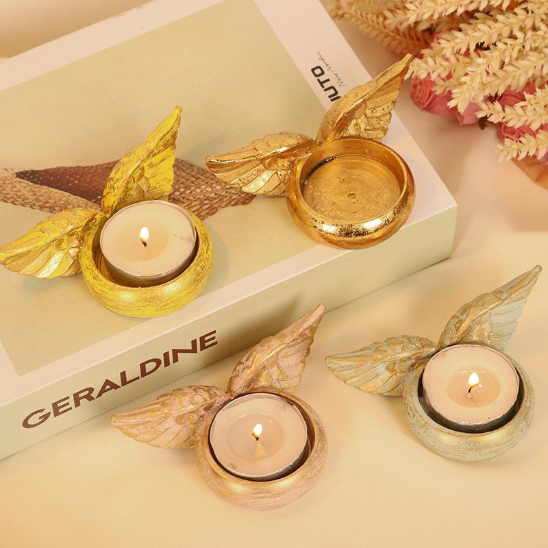 Retro Angel Wing Resin Candle Cup, Classic Home Decoration, Ornament for Wedding Party & Present