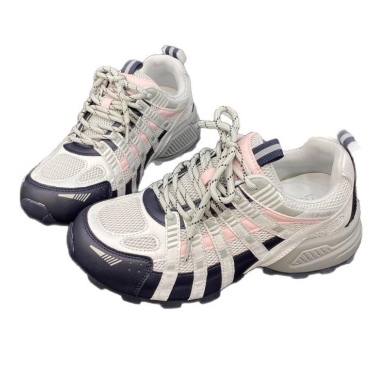 Fashion Fashionable Lace Up Women Sneakers 2025 Spring Autumn New Versatile Breathable Sports Shoes Comfy Height Enhancing Sneakers