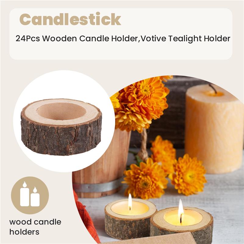 Good-24Pcs Wooden Candle Holder,Votive Tealight Holder For Wedding Party For Table,Birthday Christmas Party Home Decor