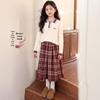 Moonkids Girls' Autumn Plaid Skirt and Sweater Set