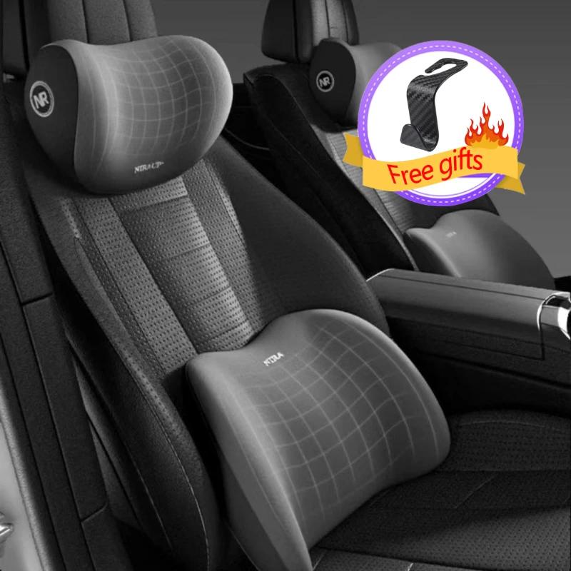 Car Neck Lumbar Support Cushions Rest Headrest Car Memory Breathable Travel Guard Car Lumbar Pillow Interior Accessories