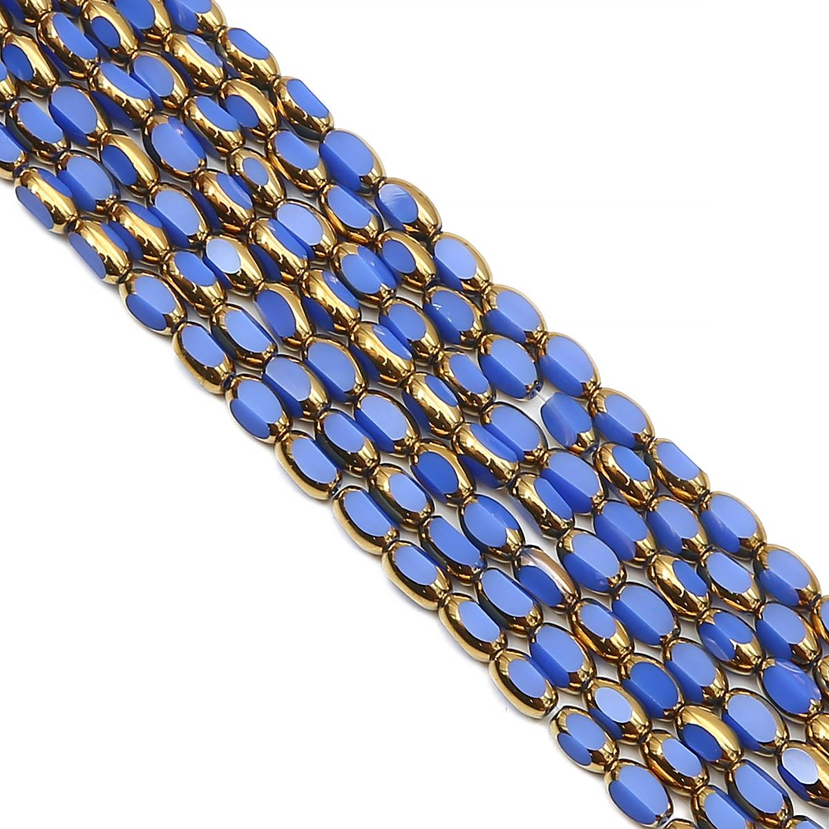 

25-50 шт. хрустальные стеклянные бусины с золотой каймой, свободные бусины-разделители для изготовления браслетов, ожерелья, ювелирных изделий своими руками 4x6mm 50pcs голубика