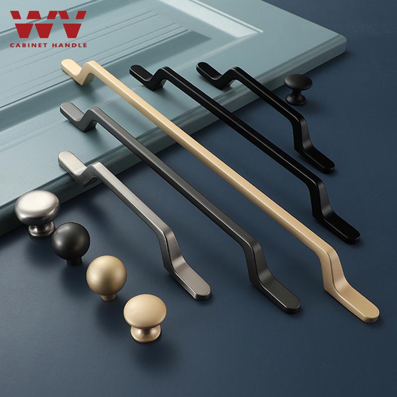 WV Kitchen Cabinet Storage Handle Black Gold Dressers Drawer Pulls and Knobs Furniture Wardrobe Cupboard Door Handles Hardware