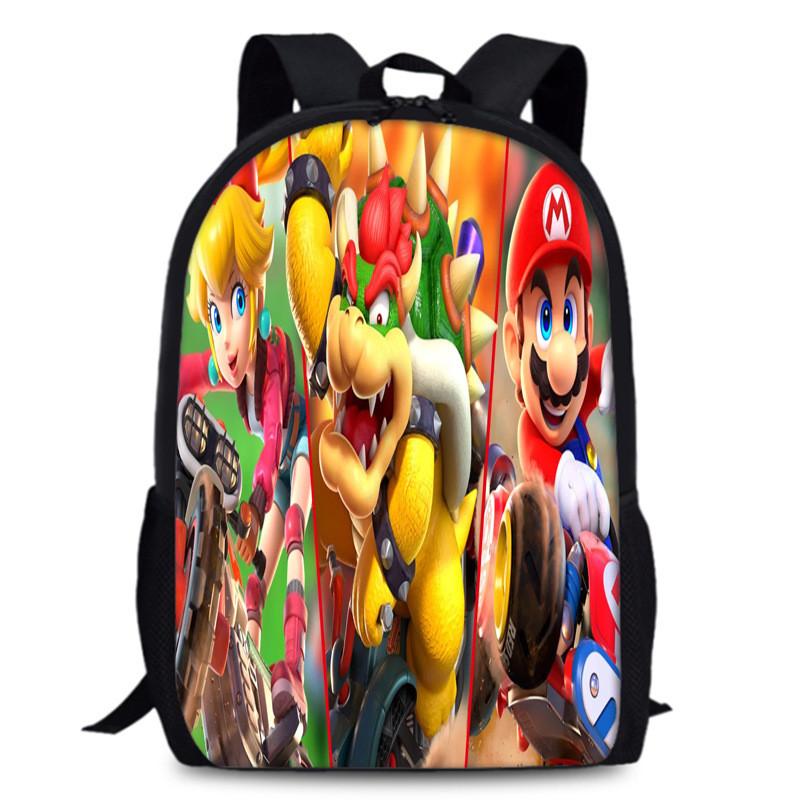

Mario Bros Super School Backpack Large Capacity Oxford Schoolbag Gifts Kids Style 1
