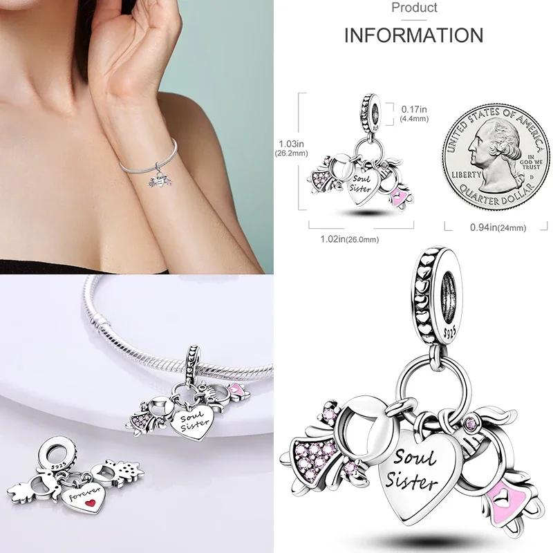 925 Silber Glühwürmchen Libelle Eule Anhänger Kleeblatt Herz Zirkon Farbperle für Original Armband Anhänger Schmuck