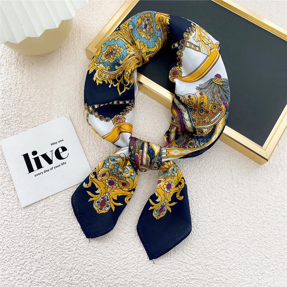 70 Silk Scarf: Small Square for Women - Lightweight Korean Fashion, Perfect for Spring, Summer, Autumn; Stylish for Flight Attendant or Neck Accessory