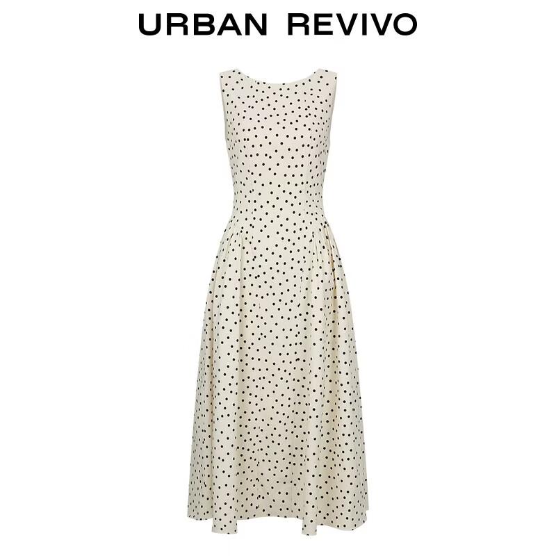 UR2026 Modern Polka Dot Pleated Sleeveless Dress