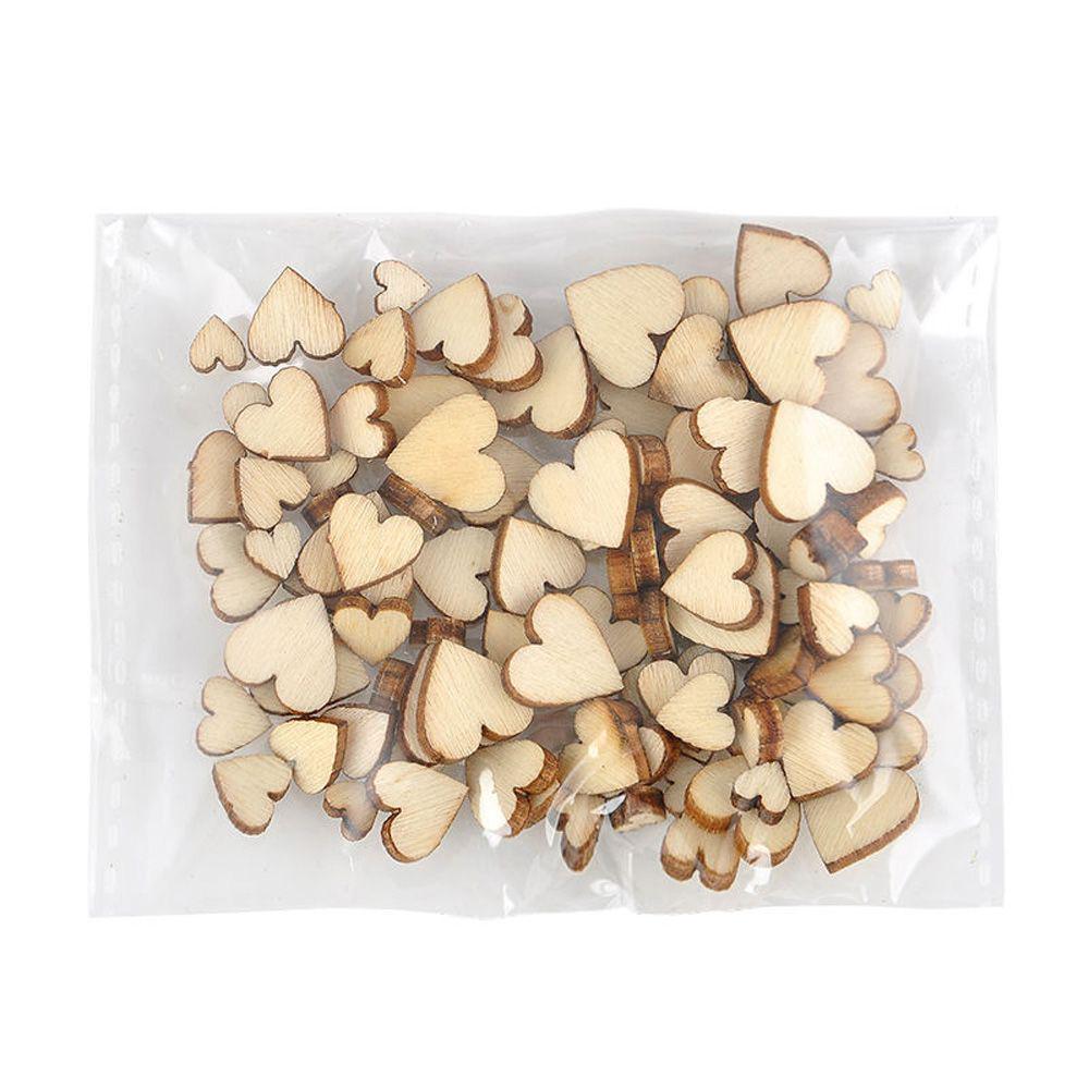 100PCS Mixed DIY Decoration Crafts Accessories Wedding Decor Table Scatter Wooden Love Heart