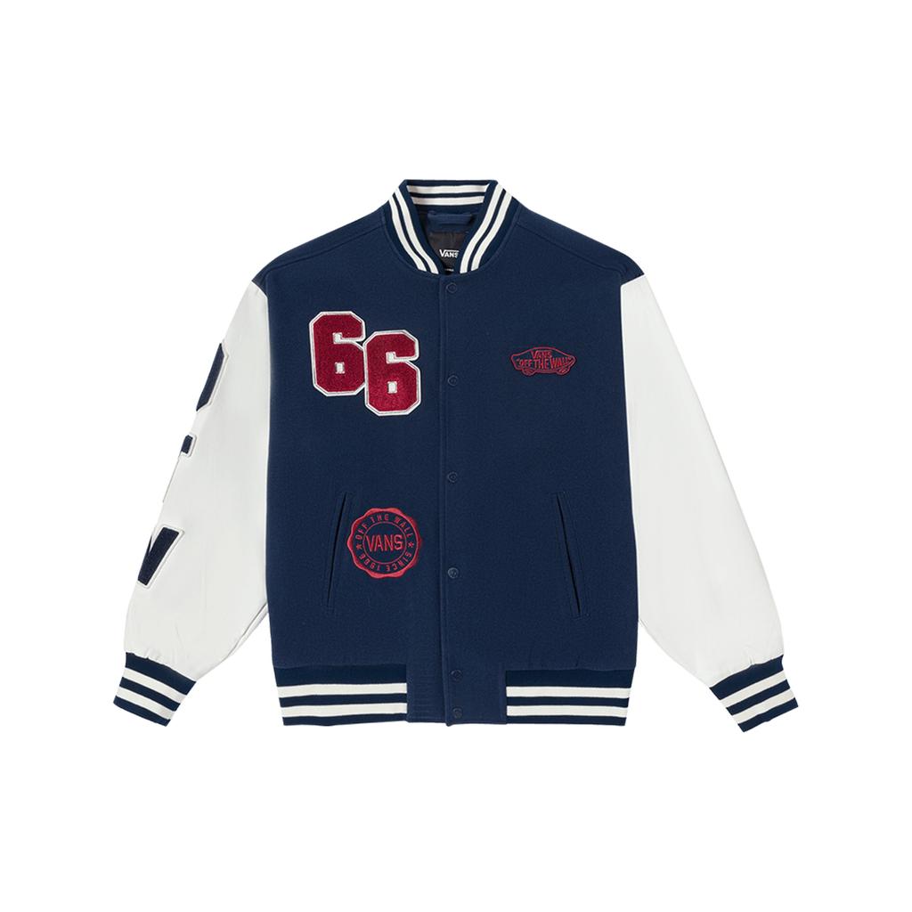 Vans Logo Embroidered Loose Baseball Jacket Unisex Jackets Navy-Blue VN0002ECLKZ