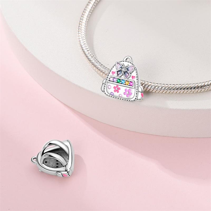 100% Copper Colorful Suitcase Bag Travel Handbag Charms Beads Fit Original Bracelets Fine Diy Anniversary Jewelry