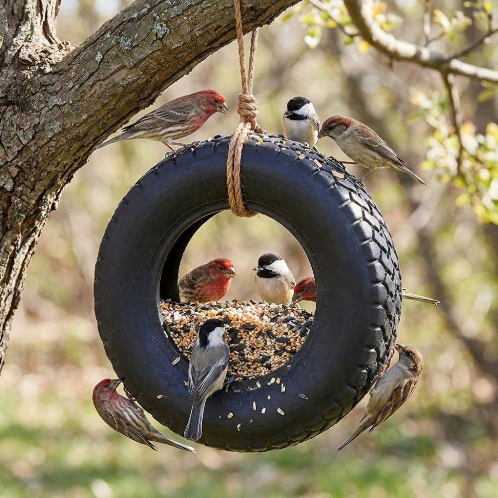 Waterproof Hanging Bird Feeding Bowl Handmade Bird Food Container Feeding Station  Outdoor Backyard