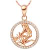 Rose Gold Color Twelve Constellations Zircon Pendant Necklace Female Jewelry