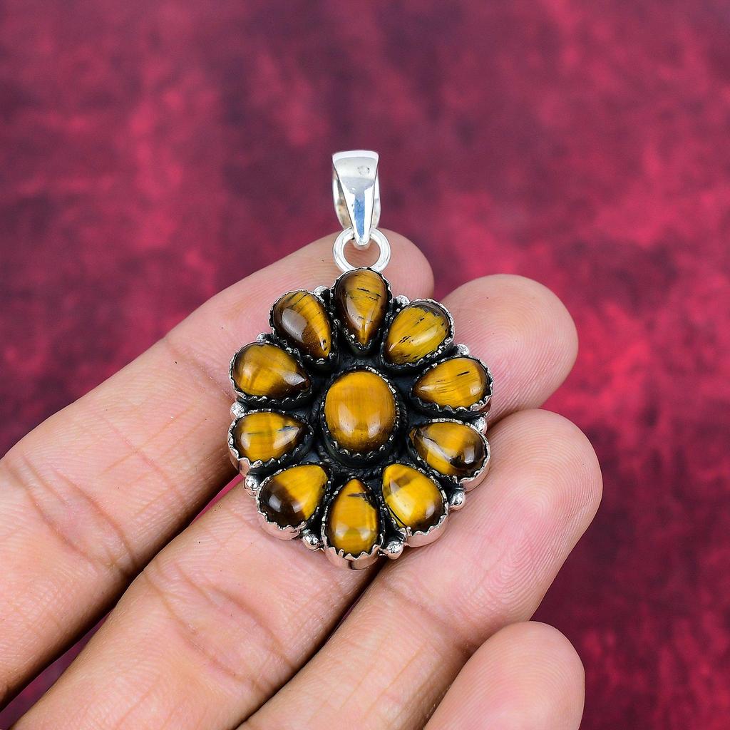 Tiger Eye 925 Solid Sterling Silver Pendant, Handmade Gemstone Pendant Jewelry, Gifts For Wife Brand New Pendant