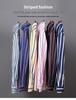Men's Spring Easy-Care Striped Long Sleeve Stretch Slim Fit Shirt - Iron-Free Business Wear