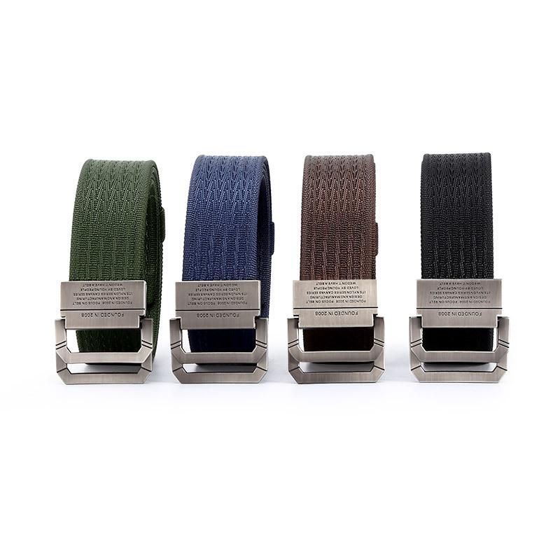 Belt Men'S Alloy Double Loop Buckle Belt Outdoor Tactical Canvas Nylon Belt