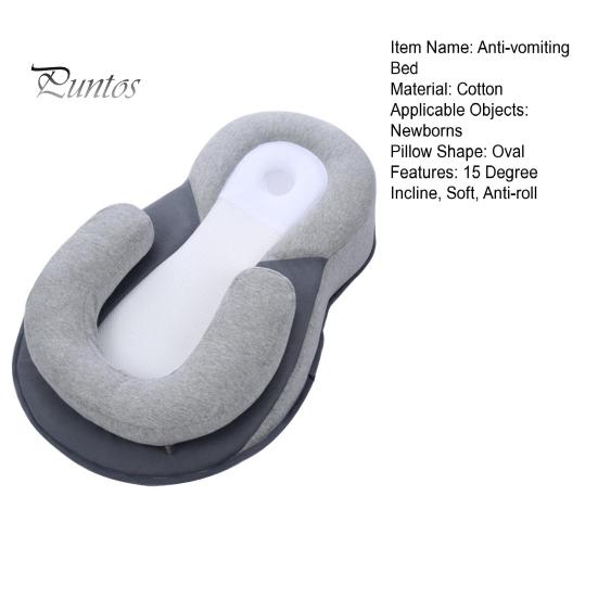 Anti Roll Newborn Baby Bed 15 Degree Incline Angle for Acid Reflux Vomiting Anti-vomiting Slope Pad Bassinet Wedge Baby Snuggle Bed Baby Shower Gift