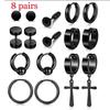 8 Pairs/set Unisex Round Circle Stainless Steel Hoop Earrings Jewelry set Stud Earring Drop Earring