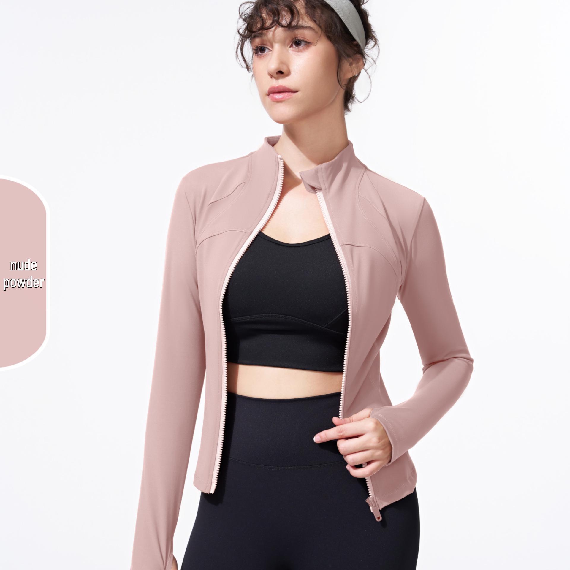 

Женская быстросохнущая ветрозащитная куртка для йоги: Приталенный спортивный топ с длинным рукавом на весну/лето Large