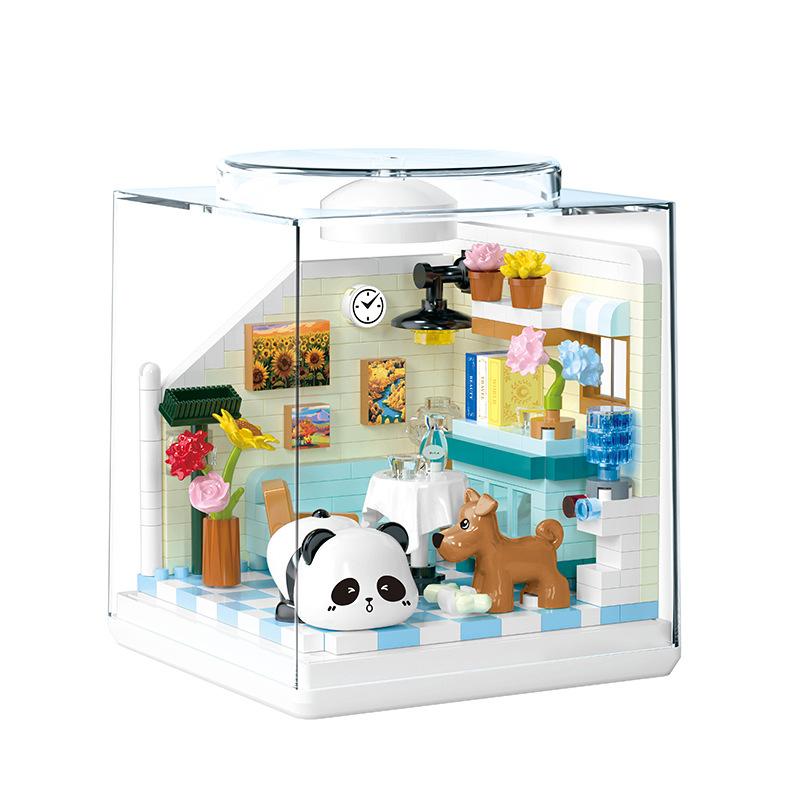 

Cat Street View Coffee Shop Flower Shop Panda View Hut Children s Educational Building Block Toy Birthday Gift With box