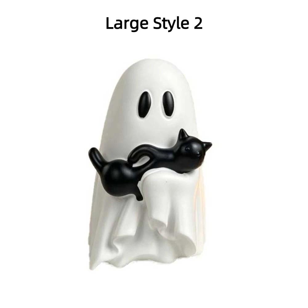 Cute Style Spooky Ghost Statue Smooth Surface Halloween Table Decor Ghost Cat Ornament Office Desk